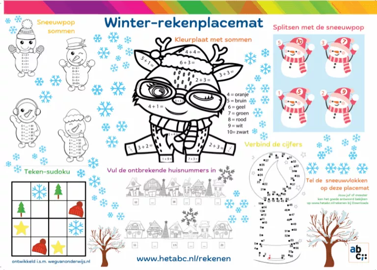 Winter rekenplacemat Winter rekenplacemat