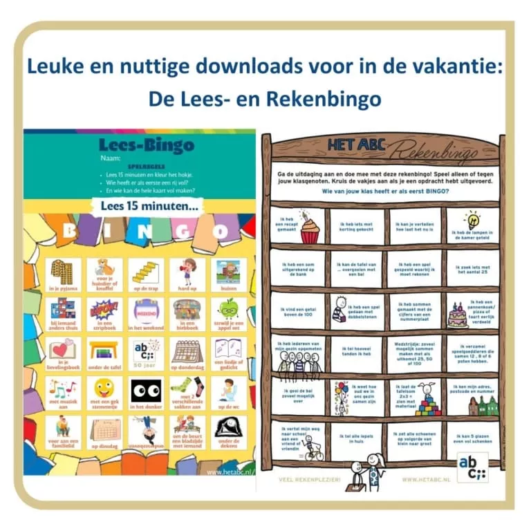 Leuke én nuttige downloads voor in de vakantie: een lees- en rekenbingo