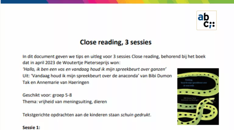 Lessenserie Close Reading bovenbouw PO Lessenserie Close Reading bovenbouw PO