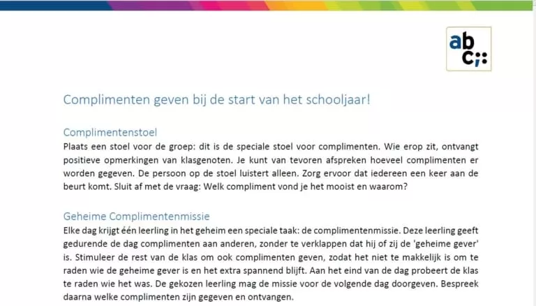 Complimenten werkvormen Complimenten werkvormen