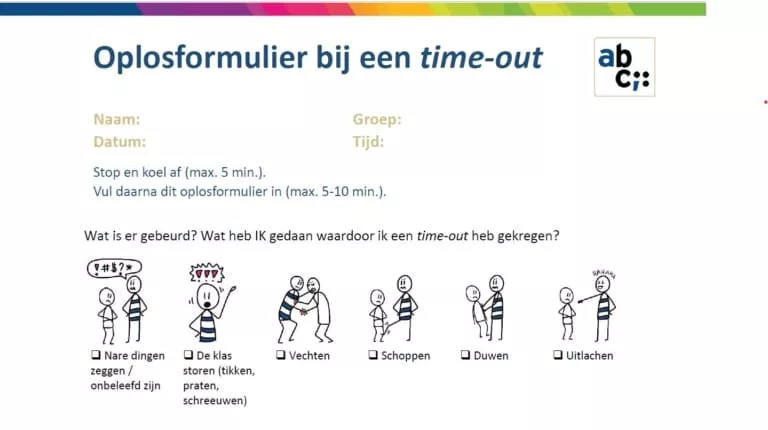 Oplosformulier time out voor leerlingen bovenbouw Oplosformulier time out voor leerlingen bovenbouw